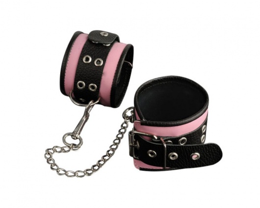 Кожаные розовые оковы с черным широким ремешком - Sitabella - купить с доставкой в Вологде