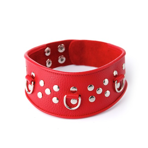 Кожаный красный ошейник с велюровой подкладкой - Sitabella - купить с доставкой в Вологде