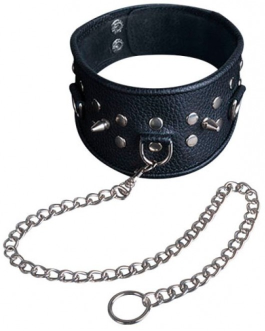 Чёрный ошейник из кожи - Sitabella - купить с доставкой в Вологде
