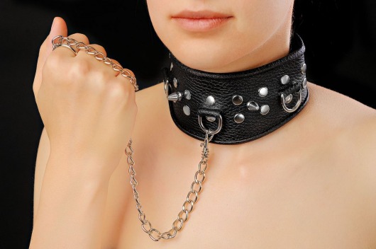 Чёрный ошейник из кожи - Sitabella - купить с доставкой в Вологде