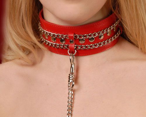 Красный ошейник с цепочками - Sitabella - купить с доставкой в Вологде