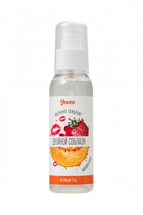 Съедобная гель-смазка Yovee «Двойной соблазн» с Д-пантенолом и вкусом клубники и дыни - 100 мл. - ToyFa - купить с доставкой в Вологде