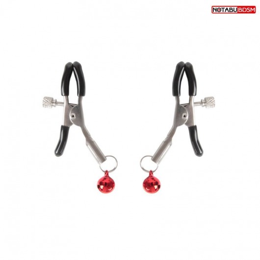 Серебристые зажимы на соски с шариками - Notabu - купить с доставкой в Вологде