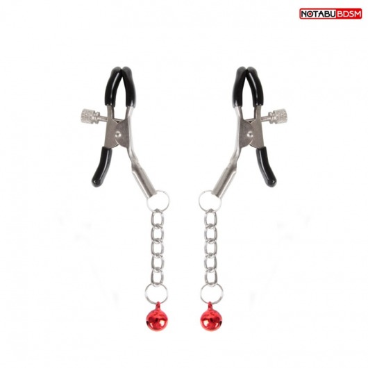 Серебристые зажимы на соски с шариками на цепочках - Notabu - купить с доставкой в Вологде