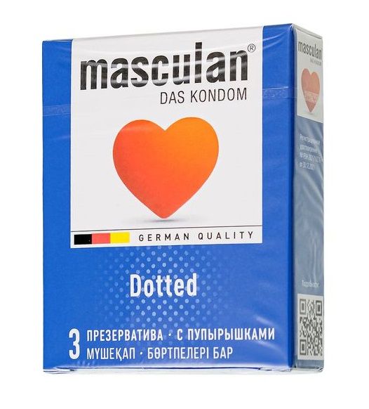 Презервативы с пупырышками Masculan Dotted - 3 шт. - Masculan - купить с доставкой в Вологде