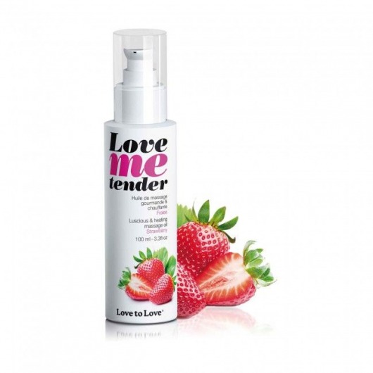 Съедобное согревающее массажное масло Love Me Tender Strawberry с ароматом клубники - 100 мл. - Love to Love - купить с доставкой в Вологде