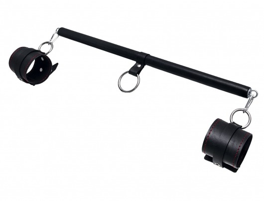 Черная распорка для ног с кожаными манжетами - Pecado - купить с доставкой в Вологде