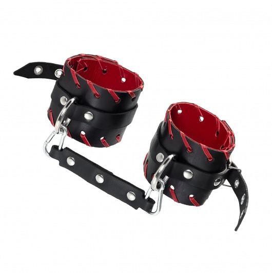 Черно-красные оковы из натуральной кожи - Pecado - купить с доставкой в Вологде