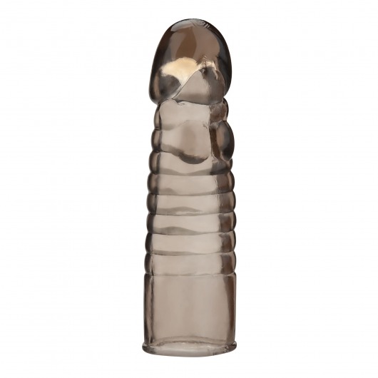 Дымчатая насадка-удлинитель Ribbed Realistic Penis Enhancing Sleeve Extension - 15,2 см. - BlueLine - в Вологде купить с доставкой