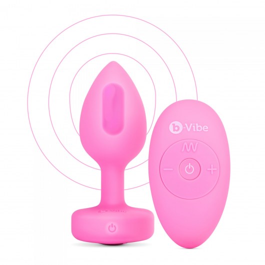 Розовый анальный плаг с кристаллом-сердцем Vibrating Heart Shape Jewel Plug S-M - b-Vibe