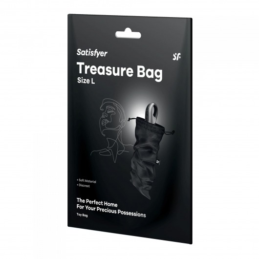 Черный мешочек для хранения игрушек Treasure Bag L - Satisfyer - купить с доставкой в Вологде