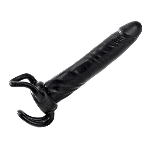 Чёрная насадка-фаллос для двойного проникновения INFLATABLE DILDO SLIM DONG  - 13,5 см. - Toyz4lovers - в Вологде купить с доставкой