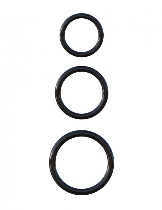Набор из трех черных эрекционных колец Silicone 3-Ring Stamina Set - Pipedream - в Вологде купить с доставкой