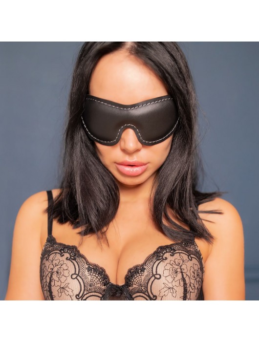 Черная мягкая закрытая маска из натуральной кожи - Crazy Handmade - купить с доставкой в Вологде