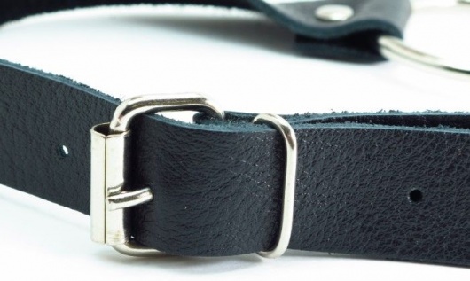 Черный кожаный кляп с кольцом - БДСМ Арсенал - купить с доставкой в Вологде