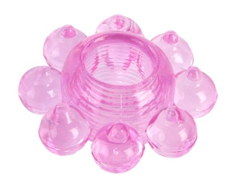 Розовое гелевое эрекционное кольцо-цветок - Toyfa Basic - в Вологде купить с доставкой