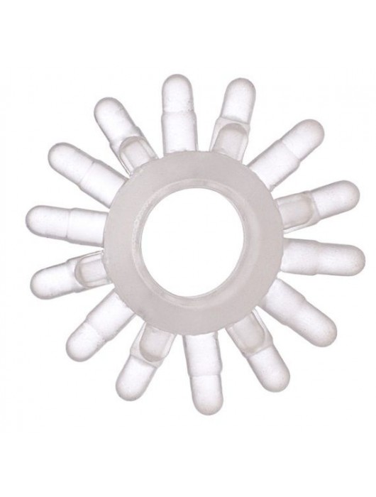 Прозрачное гелевое эрекционное кольцо с шипиками - Toyfa Basic - в Вологде купить с доставкой