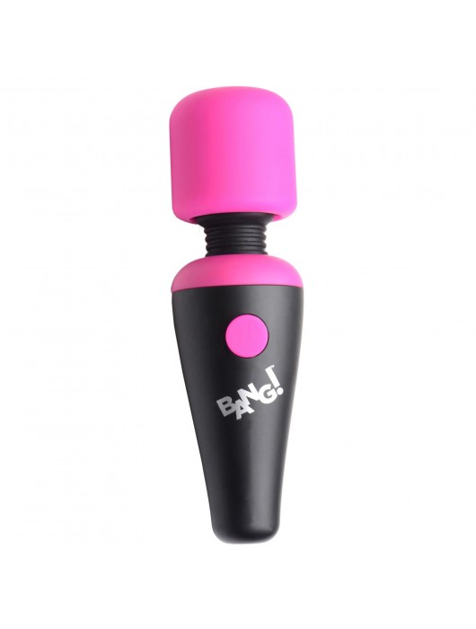 Розово-черный мини-вибромассажер 10X Vibrating Mini Silicone Wand - XR Brands