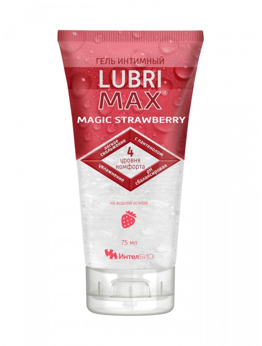 Интимный гель-смазка на водной основе Lubrimax Magic Strawberry - 75 мл. - ИнтелБИО - купить с доставкой в Вологде