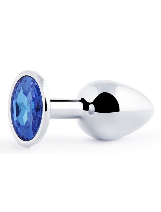 Анальное украшение BUTT PLUG  Small с синим кристаллом - 7 см. - Anal Jewelry Plug - купить с доставкой в Вологде