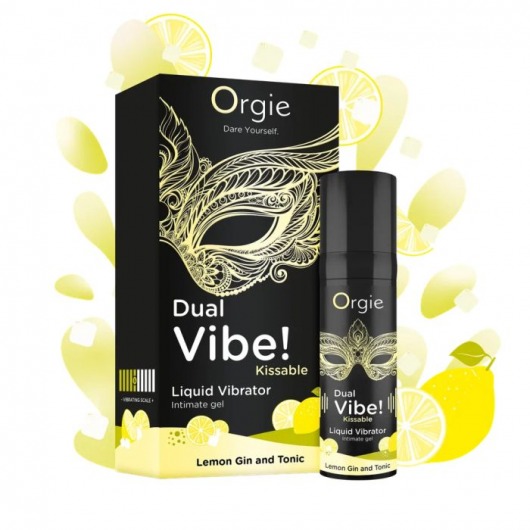 Съедобный жидкий вибратор Dual Vibe! со вкусом лимонного джина с тоником - 15 мл. - ORGIE - купить с доставкой в Вологде