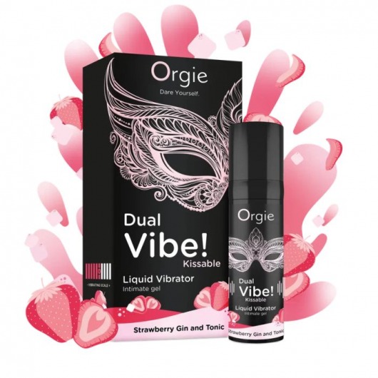Съедобный жидкий вибратор Dual Vibe! со вкусом клубничного джина с тоником - 15 мл. - ORGIE - купить с доставкой в Вологде