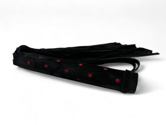 Черная замшевая плеть с красными точками на рукояти Red dot Princess - 43 см. - БДСМ Арсенал - купить с доставкой в Вологде