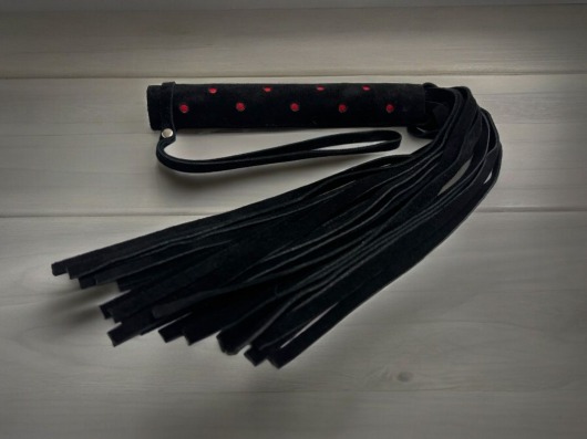 Черная замшевая плеть с красными точками на рукояти Red dot Princess - 43 см. - БДСМ Арсенал - купить с доставкой в Вологде