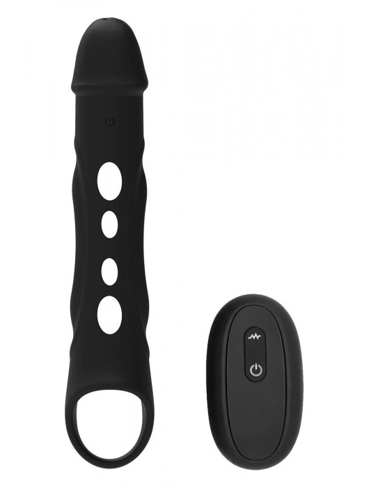 Черная насадка-удлинитель Vibrating Extender With Remote с вибрацией - Dream Toys - в Вологде купить с доставкой