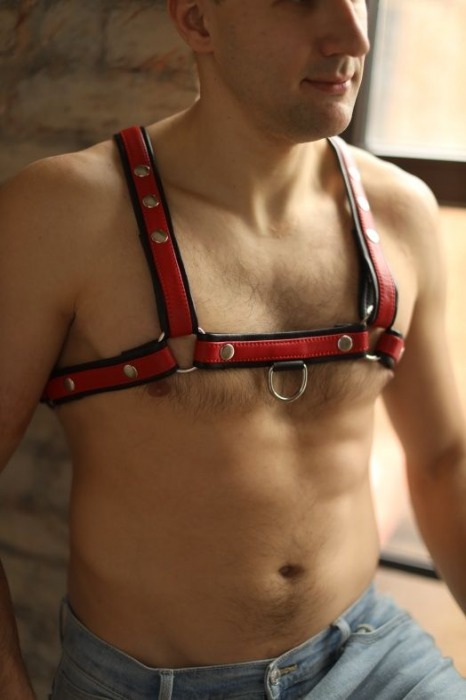 Черно-красная мужская портупея Black-Red - БДСМ Арсенал - купить с доставкой в Вологде