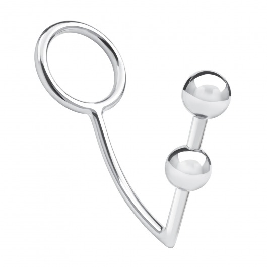 Кольцо на пенис с анальным стимулятором Two Bead Stainless Steel Anal Hook   Cock Ring - BlueLine - в Вологде купить с доставкой