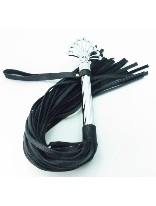 Длинная плеть с рукоятью цвета  никель  - 66 см. - БДСМ Арсенал - купить с доставкой в Вологде