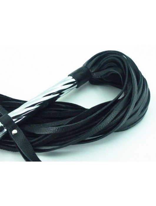 Длинная плеть с рукоятью цвета  никель  - 66 см. - БДСМ Арсенал - купить с доставкой в Вологде