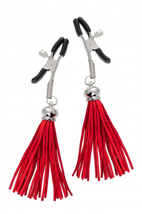 Зажимы на соски «Прищепки» с красными кисточками из замши - Pecado - купить с доставкой в Вологде