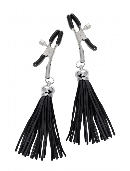 Зажимы на соски «Прищепки» с черными кисточками из замши - Pecado - купить с доставкой в Вологде