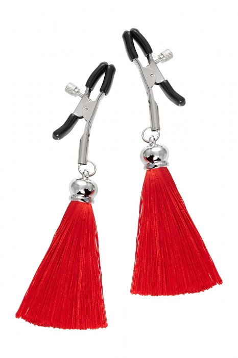 Зажимы на соски «Прищепки» с красными кисточками из шелка - Pecado - купить с доставкой в Вологде
