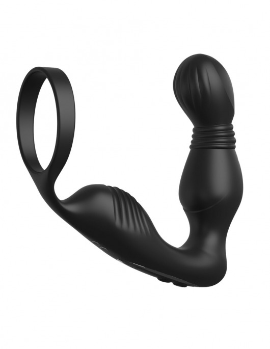 Черный вибростимулятор простаты с эрекционным кольцом Ass-Gasm Pro P-Spot Milker - Pipedream - в Вологде купить с доставкой