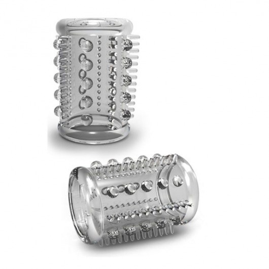 Прозрачная насадка с шипами и шишечками STAY HARD COCK SLEEVE 03 CLEAR - Blush Novelties - в Вологде купить с доставкой
