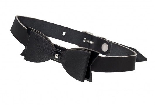 Черный кожаный чокер с бабочкой - Pecado - купить с доставкой в Вологде