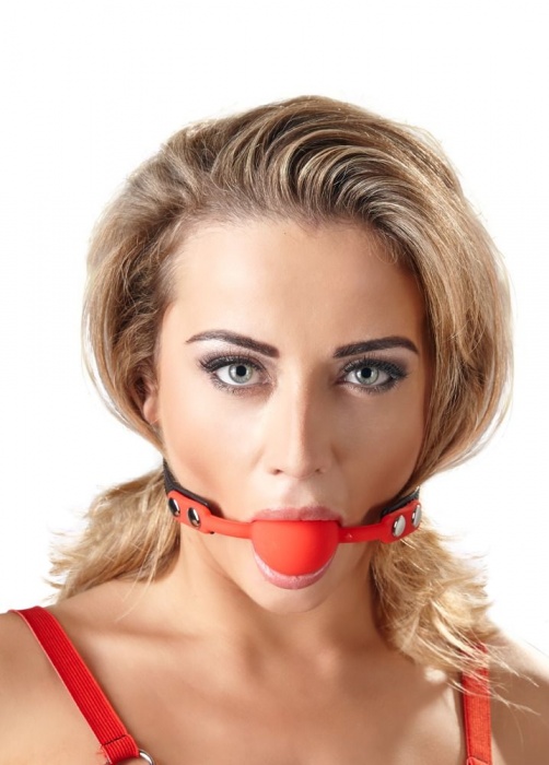 Силиконовый кляп-шар на чёрных ремешках Red Gag silicone - Orion - купить с доставкой в Вологде