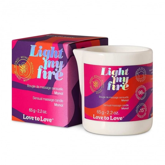 Массажная свеча Light My Fire с ароматом моной - 80 мл. - Love to Love - купить с доставкой в Вологде