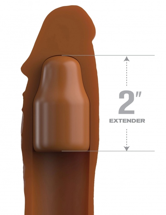 Коричневая насадка на член 2  Silicone X-tension - 20,3 см. - Pipedream - в Вологде купить с доставкой