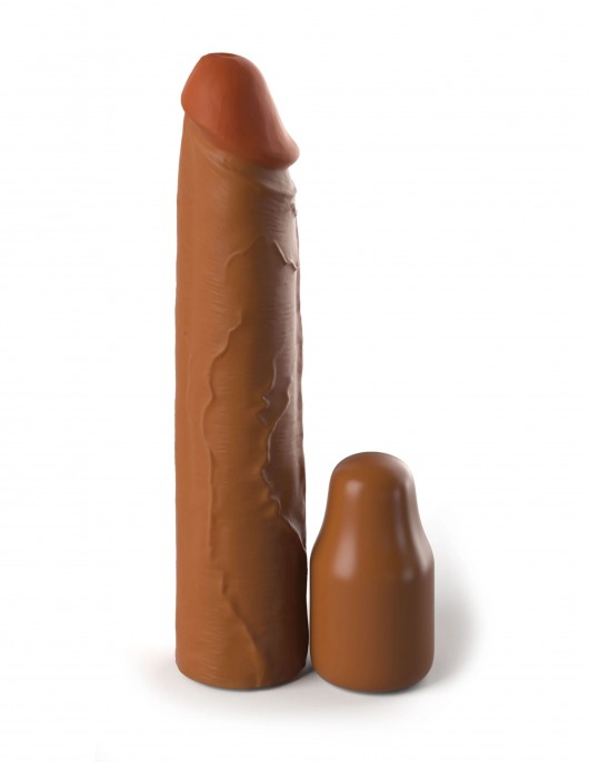 Коричневая насадка на член 2  Silicone X-tension - 20,3 см. - Pipedream - в Вологде купить с доставкой