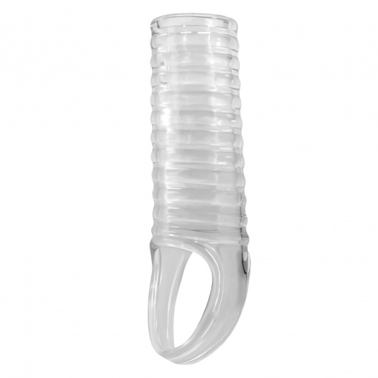 Прозрачная насадка на пенис с ребрышками и подхватом мошонки - Baile - в Вологде купить с доставкой