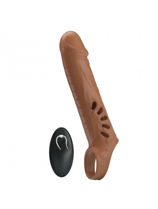 Коричневая вибронасадка с подхватом мошонки и пультом ДУ - Baile - в Вологде купить с доставкой