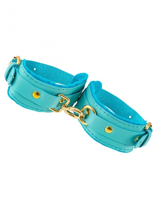 Голубые двуслойные кожаные оковы - Pecado - купить с доставкой в Вологде