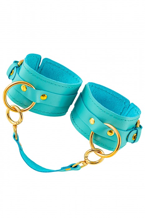 Голубые однослойные кожаные оковы - Pecado - купить с доставкой в Вологде
