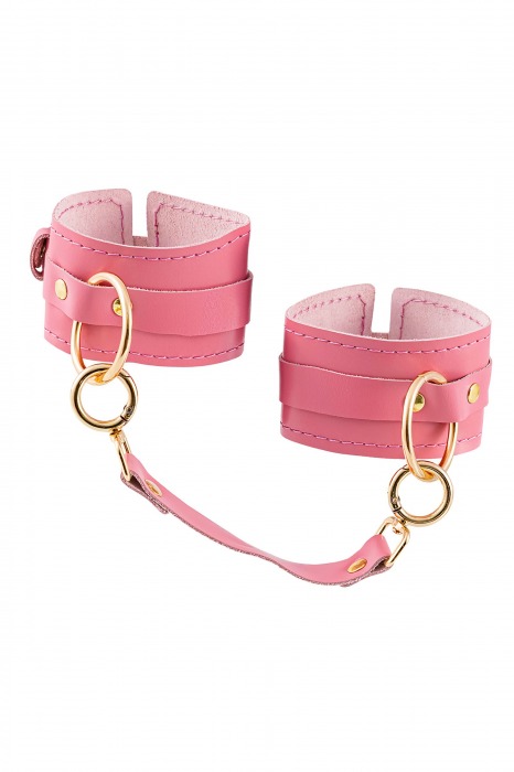Розовые однослойные кожаные оковы - Pecado - купить с доставкой в Вологде