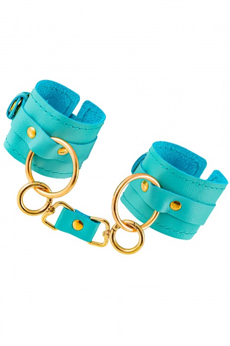Голубые однослойные кожаные наручники - Pecado - купить с доставкой в Вологде
