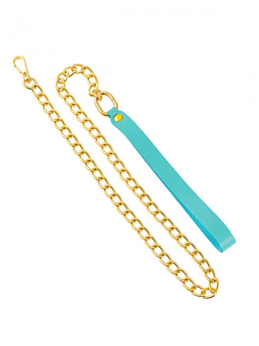 Голубой кожаный поводок с карабином для ошейника - 80 см. - Pecado - купить с доставкой в Вологде